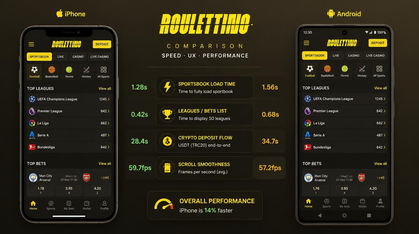 Porównanie iOS vs Android w Roulettino Casino