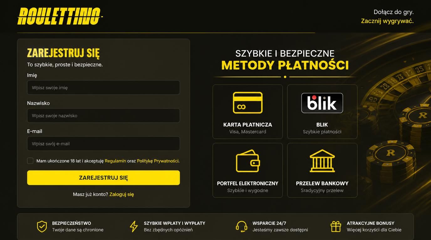 formularz rejestracyjny z metodami płatności